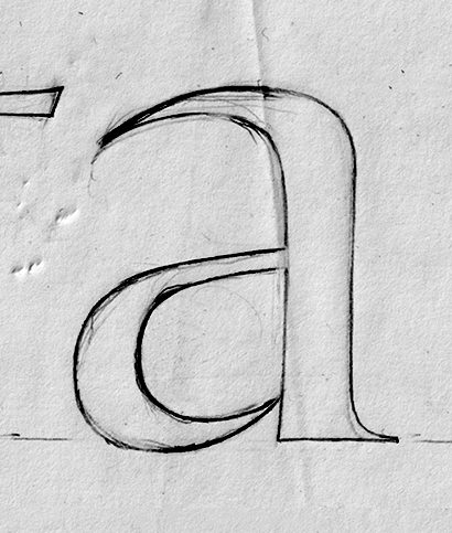 Faber, lettre a : dessin du contour